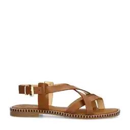 Wehkamp Sacha leren sandalen cognac aanbieding