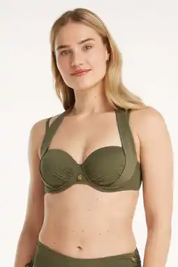 Wehkamp ten Cate Beach TC WOW voorgevormde beugel bikinitop met ribstructuur groen aanbieding