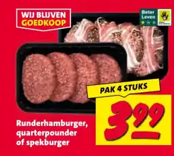 Nettorama Runderhamburger, quarterpounder of spekburger aanbieding