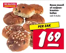 Nettorama Reuze muesli of rozijnen krenten bollen aanbieding