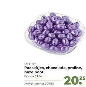 Bidfood De Heer Paaseitjes, Chocolade, Praline, Hazelnoot aanbieding