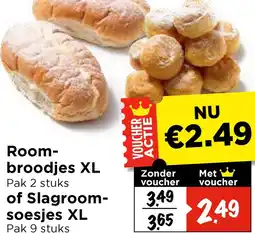 Vomar Voordeelmarkt Room- broodjes XL of Slagroom- soesjes aanbieding