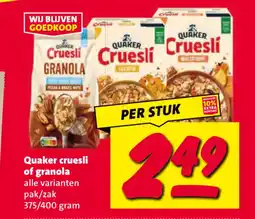 Nettorama Quaker cruesli of granola aanbieding