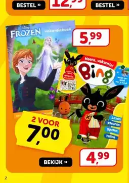 Boekenvoordeel Frozen vakantieboek of Hoera, vakantiel Bing aanbieding