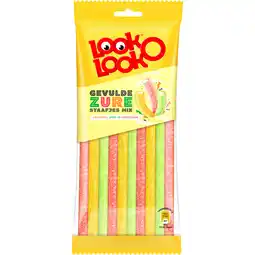 Jumbo Look-o-Look Gevulde Zure Staafjes Fruit 125g aanbieding