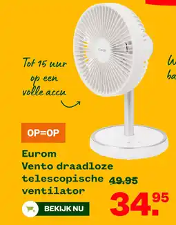 Welkoop Eurom Vento draadloze telescopische ventilator aanbieding