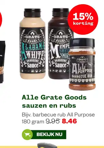 Welkoop Alle Grate Goods sauzen en rubs aanbieding