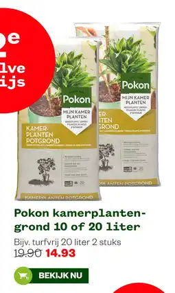 Welkoop Pokon kamerplanten- grond 10 of 20 liter aanbieding