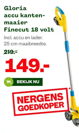 Welkoop Gloria accu kanten maaier finecut 18 volt aanbieding
