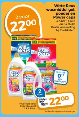 Trekpleister Witte Reus wasmiddel gel, poeder en Power caps aanbieding