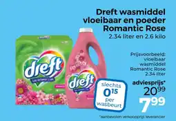 Trekpleister Dreft wasmiddel vloeibaar en poeder Romantic Rose aanbieding