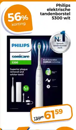 Trekpleister Philips elektrische tandenborstel 5300 wit aanbieding