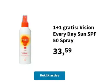 Plein.nl 1+1 gratis: Vision Every Day Sun SPF 50 Spray aanbieding