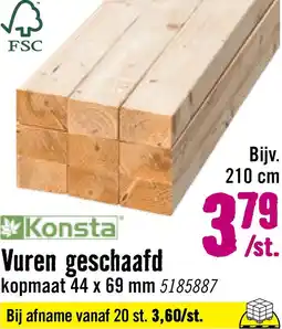 Hornbach KONSTA Vuren balk geschaafd 44 x 69 x ca. 2100 mm aanbieding