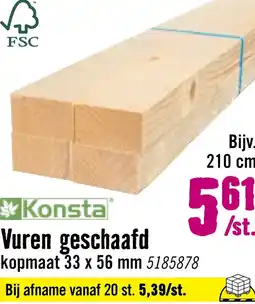 Hornbach KONSTA Vuren balk geschaafd 33 x 56 x ca. 2100 mm aanbieding