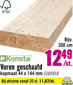 Hornbach KONSTA Vuren balk geschaafd 44 x 144 x ca. 3000 mm aanbieding