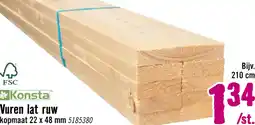 Hornbach KONSTA Vuren panlat ruw 22 x 48 x 2100 mm aanbieding