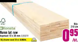 Hornbach KONSTA Vuren lat ruw 10 x 38 x 2100 mm aanbieding
