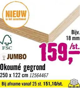 Hornbach JUMBO Okoumé gegrond 250x122 cm, 18 mm aanbieding