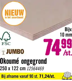 Hornbach JUMBO Okoumé ongegrond 250x122 cm, 10 mm aanbieding