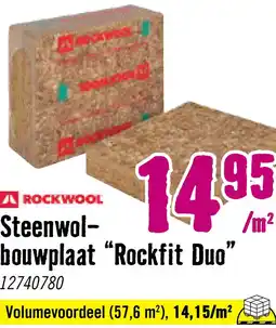 Hornbach ROCKWOOL Steenwol Rockfit Duo Next 1000 x 800 x 100 mm Rd: 2,90 aanbieding