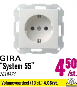 Hornbach GIRA System 55 Stopcontact 1-voudig RA zuiverwit glans 018803 aanbieding