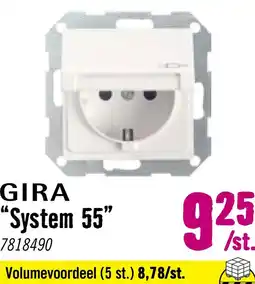 Hornbach GIRA System 55 Stopcontact 1-voudig RA met klapdeksel zuiverwit glans 445403 aanbieding