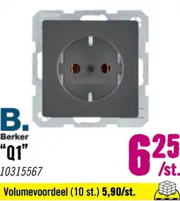 Hornbach BERKER Q1 Stopcontact 1-voudig RA antraciet 47436086 aanbieding