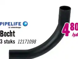 Hornbach PIPELIFE Bocht PVC 19 mm 3/4 zwart, 3 stuks aanbieding