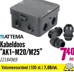 Hornbach ATTEMA Kabeldoos met 3 wartels M20 zwart IP65 aanbieding