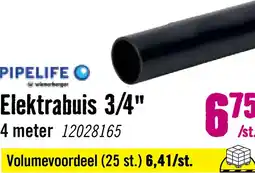 Hornbach PIPELIFE Elektrabuis PVC slagvast 19 mm 3/4 Low Friction zwart 4 m aanbieding