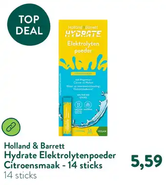 Holland & Barrett Hydrate Elektrolytenpoeder Citroensmaak - 14 sticks aanbieding