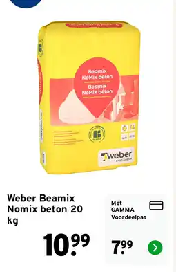 GAMMA Weber Beamix Nomix beton 20 kg aanbieding