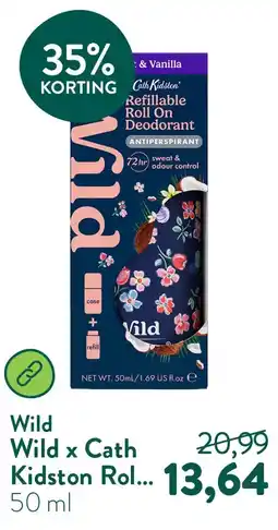 Holland & Barrett Wild x Cath Kidston Roll-on Deo Navulbaar Kokos & Vanille Starterspack aanbieding