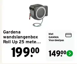 GAMMA Gardena wandslangenbox Roll Up 25 meter grijs/wit incl. tuinspuit aanbieding