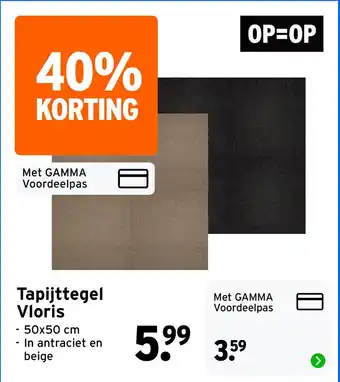 GAMMA Tapijttegel Vloris aanbieding