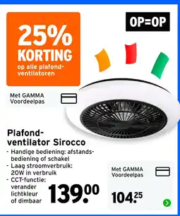 GAMMA Plafond- ventilator Sirocco aanbieding