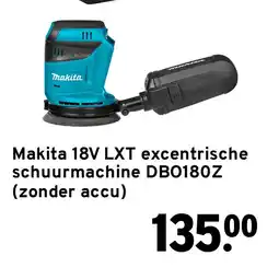 GAMMA Makita 18V LXT excentrische schuurmachine DBO180Z (zonder accu) aanbieding
