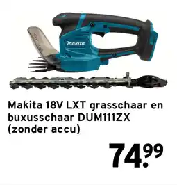GAMMA Makita 18V LXT grasschaar en buxusschaar DUM111ZX (zonder accu) aanbieding