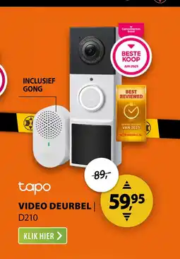 Expert Tapo D210 draadloze video deurbel op batterij aanbieding