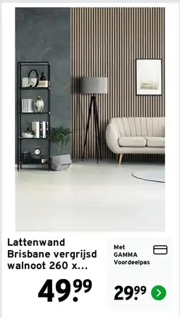 GAMMA Lattenwand Brisbane vergrijsd walnoot 260 x 52,6 cm dikte 18,5 mm (2 stuks) aanbieding