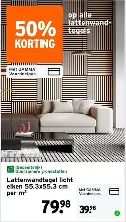 GAMMA Lattenwandtegel licht eiken aanbieding