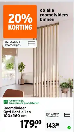 GAMMA Roomdivider Opti licht eiken aanbieding