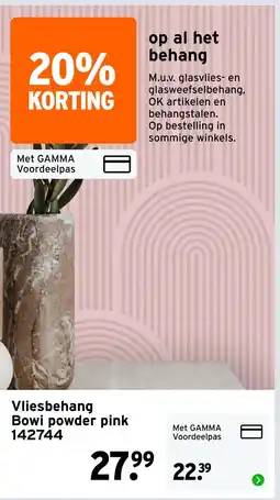 GAMMA Vliesbehang Bowi powder pink 142744 aanbieding