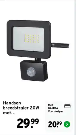 GAMMA Handson breedstraler 20W met bewegingssensor aanbieding