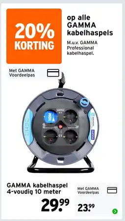 GAMMA GAMMA kabelhaspel 4-voudig 10 meter aanbieding