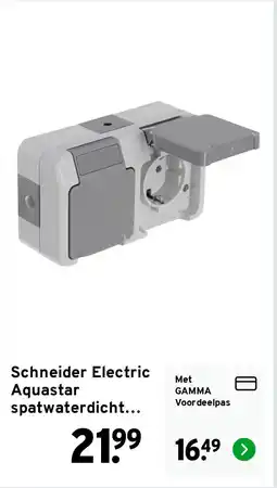 GAMMA Schneider Electric Aquastar spatwaterdicht geaard stopcontact dubbel horizontaal aanbieding