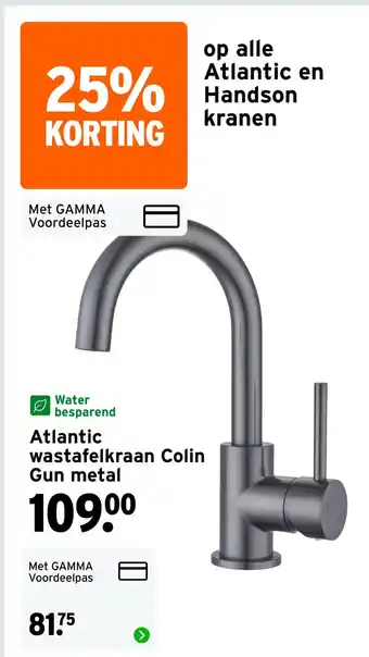 GAMMA Atlantic wastafelkraan Colin Gun metal aanbieding