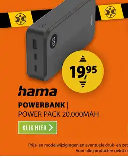 Expert Hama Power Pack 20.000mAh 3 Uitgangen: 2X USB-C 1X USB-A Zwart aanbieding