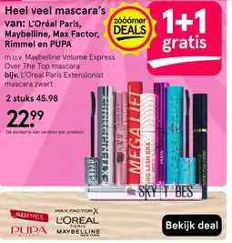 Etos Heel veel mascara's van: L'Oréal Paris, Maybelline, Max Factor, Rimmel en PUPA aanbieding